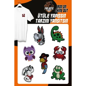 Ütü Ile Yapışan Dokuma Arma Seti Patch Yama Renkli Hayvanlar Modeli
