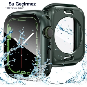 Kip GSM Apple Watch Uyumlu 38MM 40MM 41MM 42MM 44MM 45MM 49MM 1/2/3/4/5/6/se/7/8/ultra Suya Dayanıklı 360  Kasa ve Ekran Koruyucu