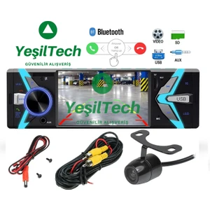 Araba Oto Teyp+Park Kamera Hediyeli 4.1 Inc Ekran 4*60W Bluetooth-Mp3-Mp5-Usb