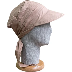Rupen Kraft Bağlamalı Safari Kadın Şapkası  Eşarplı Şapka  Plaj Şapkası Siperli Bandana Şapka