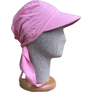 Rupen Kraft Bağlamalı Safari Kadın Şapkası  Eşarplı Şapka  Plaj Şapkası Siperli Bandana Şapka