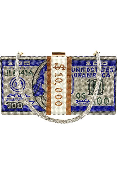Lüks Dolar Rhinestone Çanta Akşam Crossbody Bag Party Debriyaj Çanta Mavi (Yurt Dışından)