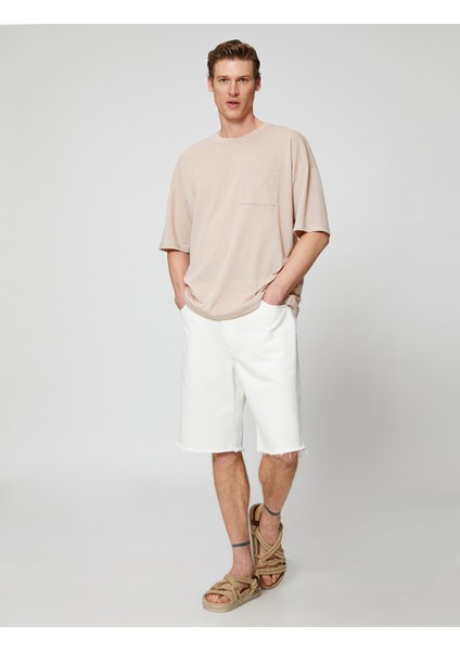 Koton Basic Oversize Tişört Cep Detaylı Bisiklet Yaka Yarım Kollu fiyatları