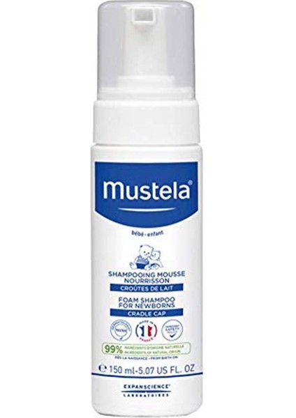 Mustela Newborns Foam Shampoo- Yenidoğan Köpük Şampuan 150ml 1 Paket (1 X 1 Adet)