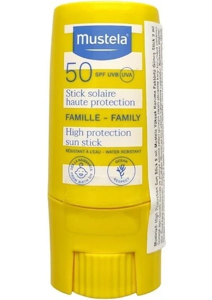 Tüm Aile Için SPF50 Çok Yüksek Koruma Faktörlü Güneş Stick 9ml