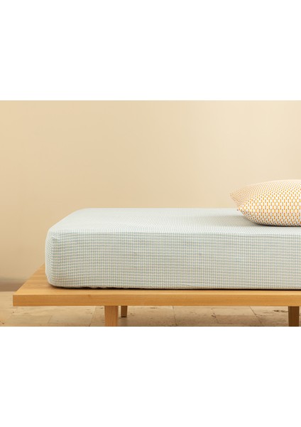 Wave Dots Kolay Ütülenir Tek Kişilik Lastıklı Çarşaf 100 x 200 cm Seledon