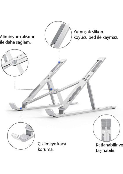 Aliminyum Ayarlı Laptop Macbook Notebook Yükseltici Tutucu CIN271