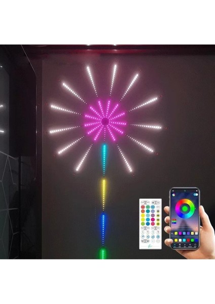 Bakgeldi Gökkuşağı Fişek LED Lamba Sese Duyarlı Kumandalı ve Telefondan Kontrol Edilebilen Büyük Bo