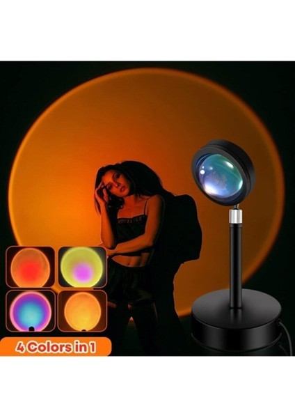 Gece Lambası Projektör Kumandalı Gün Batımı 16 Farklı Görüntü Sunset Lamp Yeni Çocuk Odası modelleri