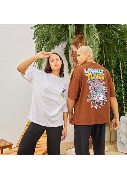 Unisex Looney Tunes Baskılı Oversize Tshirt