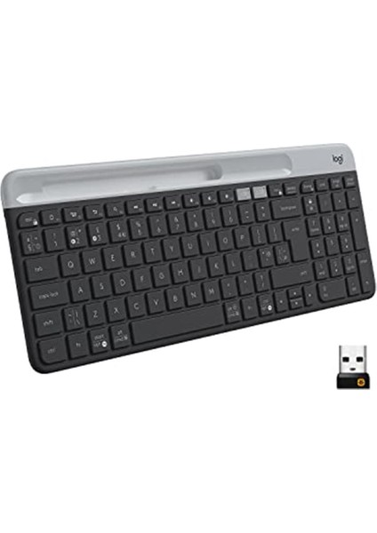 K580 Ince Çoklu Cihaz Özellikli Kablosuz Klavye, Kompakt Modern, Telefon Tutucu, 24 Ay Pil