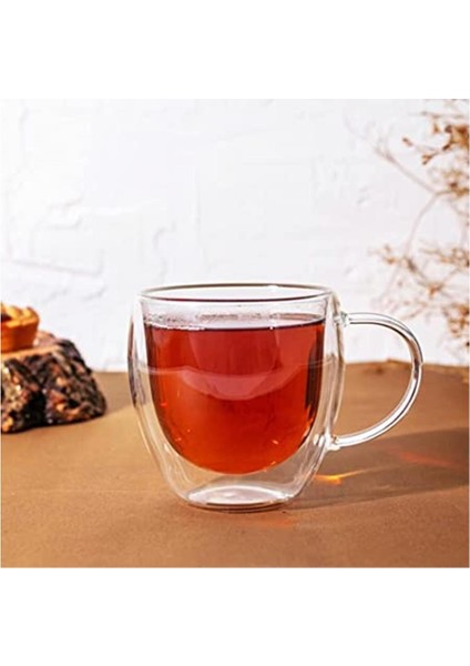 Çift Çidarlı Borosilikat Kupa Bardak 1ADET 250ML fırsatları