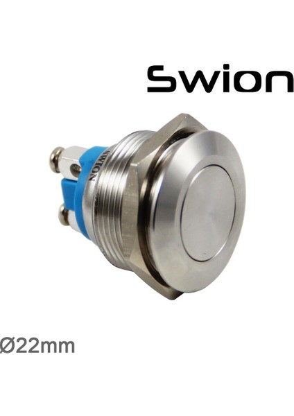 Swıon 22 mm Işıksız Metal Buton Yaylı IP65 Düz
