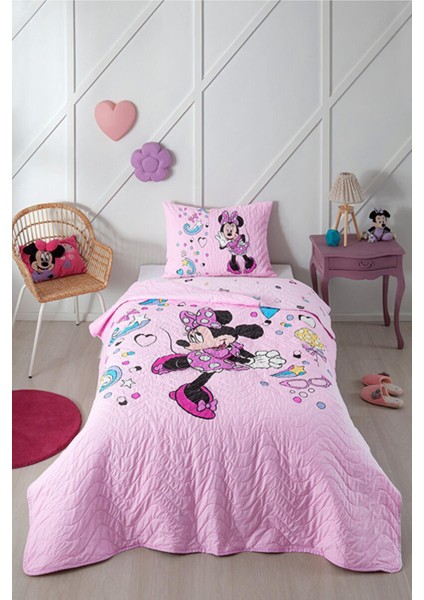 Minnie Mouse Icon Tek Kişilik Disney Lisanslı Çocuk Yatak Örtüsü 160X230