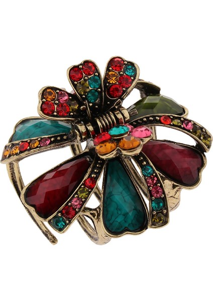 Kadın Kızlar Çiçek Kristal Rhinestone Saç Pençe Klipsi, Retro Saç Aksesuarları Çok Molor (Yurt Dışından)