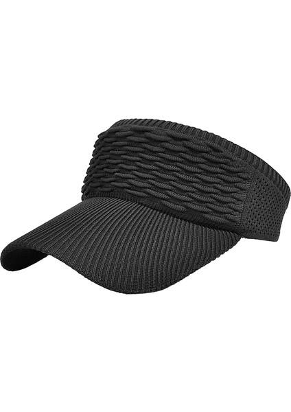 Bayan Güneşlik Şapka Uv Koruma Boş Üst Şapka Koşmak Için Bisiklet Tenis Siyah (Yurt Dışından)
