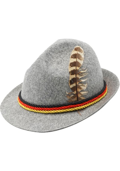 Yetişkinler Oktoberfest Şapka Bavyera Alman Bira Kostümü Cosplay Şapka ile Tüy Açık Gri (Yurt Dışından)