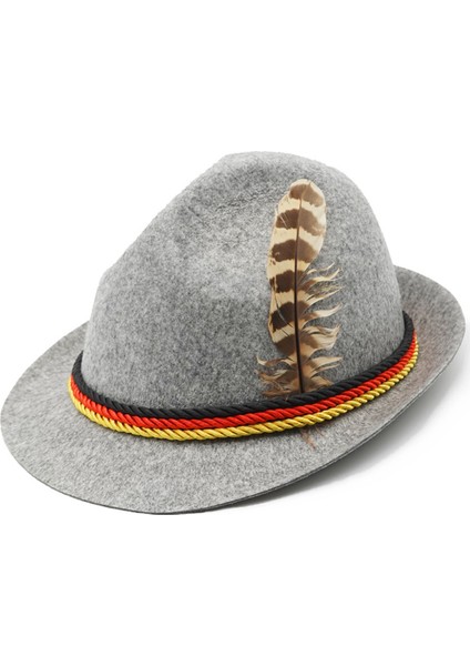 Yetişkinler Oktoberfest Şapka Bavyera Alman Bira Kostümü Cosplay Şapka ile Tüy Açık Gri (Yurt Dışından) modelleri