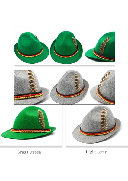 Yetişkinler Oktoberfest Şapka Bavyera Alman Bira Kostümü Cosplay Şapka ile Tüy Açık Gri (Yurt Dışından) fırsatları