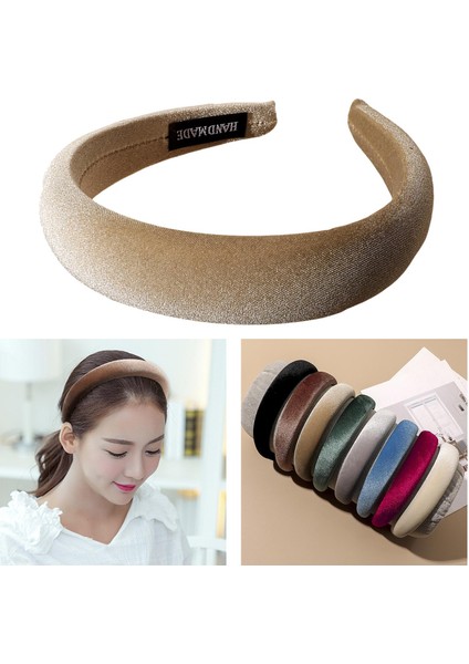 Klasik Yastıklı Kafa Puf Puf Hairbands Vintage Stil Kadınlar Için Saç Bantları Haki (Yurt Dışından) modelleri