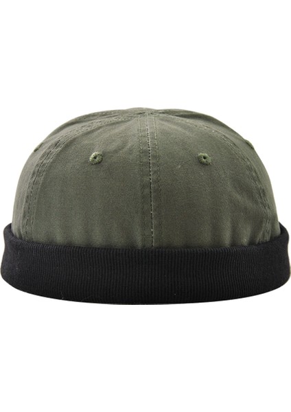 Mens Docker Memless Hat Skullcap Beanie Işçi Denizci Rulo Kuff Kafatası Ordusu Yeşil (Yurt Dışından)