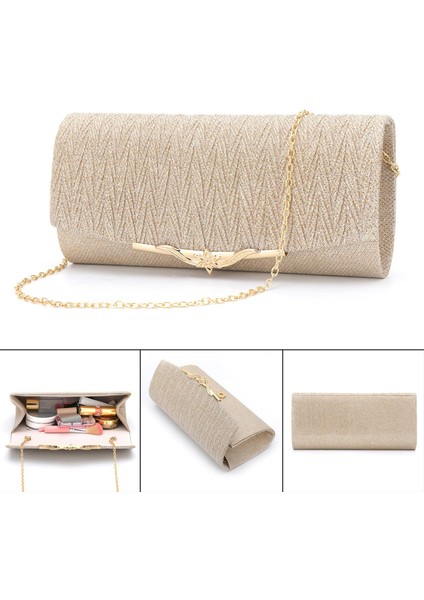 Moda Kadınlar Akşam Çanta Partisi Kokteyl Düğün Crossbody Cüzdan Çanta Şampanya (Yurt Dışından) fiyatları