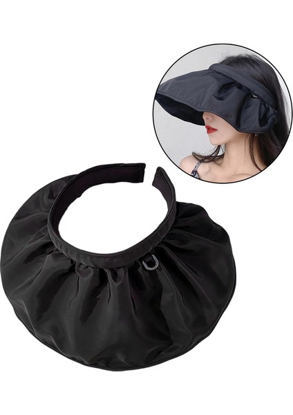 Kadınlar Güneş Vizor Şapkası Geniş Ağzına Kadar Kötü Anti-Uv Koruma Kapağı Plaj Seyahat Chapeau Siyah (Yurt Dışından) modelleri