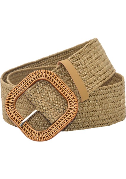 Trendy Bohemian Saman Dokuma Streç Bel Kemeri Elastik Kadın Doğum Günü Hediyesi Haki (Yurt Dışından)