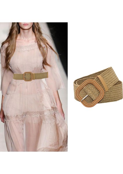 Trendy Bohemian Saman Dokuma Streç Bel Kemeri Elastik Kadın Doğum Günü Hediyesi Haki (Yurt Dışından) fırsatları