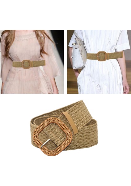 Trendy Bohemian Saman Dokuma Streç Bel Kemeri Elastik Kadın Doğum Günü Hediyesi Haki (Yurt Dışından) indirimleri