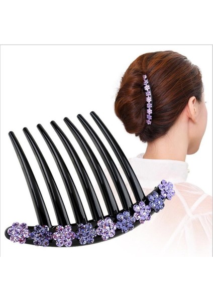 Rhinestones Saç Tarağı Klipsi Gelin Saç (Mavi+Mor+Pembe+Şampanya) (Yurt Dışından) fırsatları