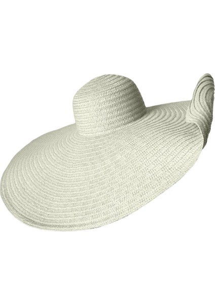 Plaj Şapkası Büyük Katlanır Geniş Yabani Güneş Plaj Hasır Şapka Anti Uv Plaj Beyaz (Yurt Dışından)