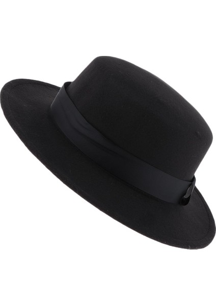 Klasik Fedora Hat Geniş Brim Dome Top Caz Şapka Erkekler Derby Trilby Hat Bowler Black (Yurt Dışından) modelleri