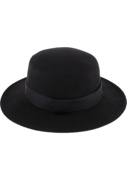 Klasik Fedora Hat Geniş Brim Dome Top Caz Şapka Erkekler Derby Trilby Hat Bowler Black (Yurt Dışından) fırsatları