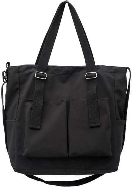 Sıradan Omuz Çantası Çanta Şık Alışveriş Kadın Tuval Su Geçirmez Çanta Siyah (Yurt Dışından)