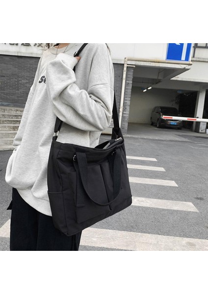 Sıradan Omuz Çantası Çanta Şık Alışveriş Kadın Tuval Su Geçirmez Çanta Siyah (Yurt Dışından) fırsatları