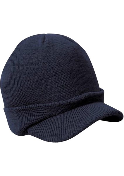 Unisex Erkek Kış Sıcak Örme Şapka ile Tepe Bir Boyutu Koyu Mavi (Yurt Dışından)