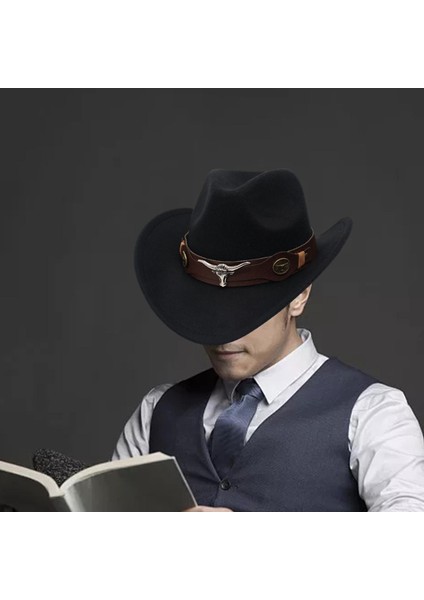 Klasik Kovboy Şapkası Cosplay Güneşlik Fotoğrafı Yetişkinler Için Kara Seyahat (Yurt Dışından)