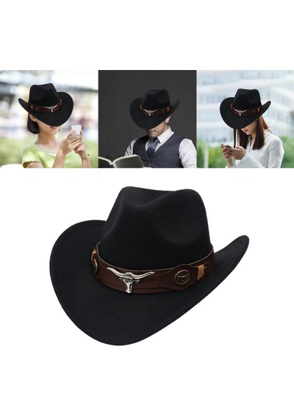 Klasik Kovboy Şapkası Cosplay Güneşlik Fotoğrafı Yetişkinler Için Kara Seyahat (Yurt Dışından)