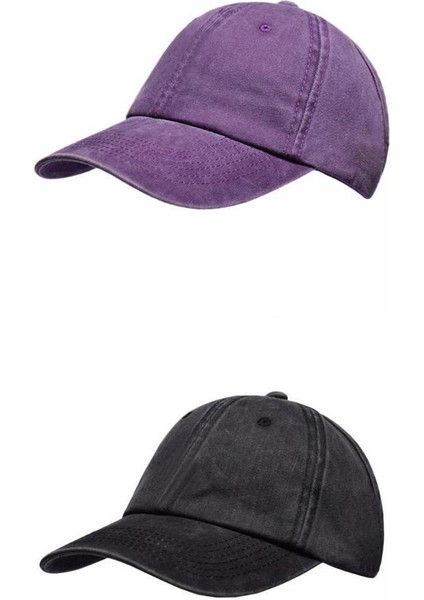 2x At Kuyruğu Beyzbol Şapkası Vizör Şapkaları Açık Plaj Kampı Siyah Mor Için (Yurt Dışından)