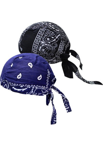 Bisiklet Korsan Şapkaları Bandana Beanie Kask Astar Baş Sargısı Eşarp Mavi Siyah (Yurt Dışından)