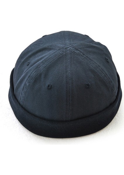 Mens Docker Brimless Hat Skullcap Beanie Işçi Denizci Rulo Kuff Kafatası Koyu Mavi (Yurt Dışından) fırsatları