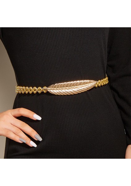 Bayan Bayanlar Sıska Elbise Kemer Gelin Kemeri Moda Elastik Bel Bandı Altın (Yurt Dışından) modelleri