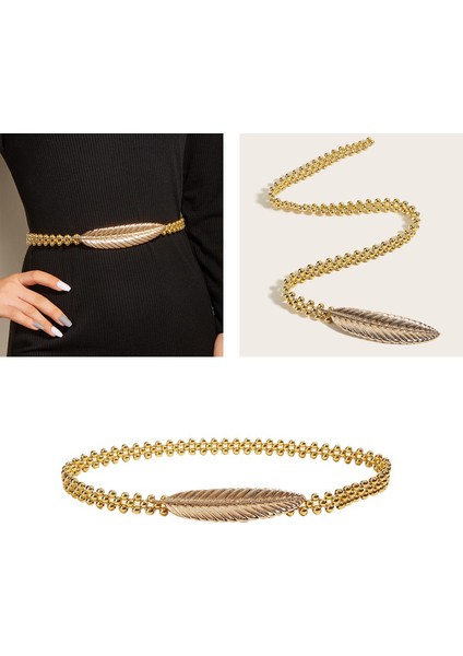 Bayan Bayanlar Sıska Elbise Kemer Gelin Kemeri Moda Elastik Bel Bandı Altın (Yurt Dışından) indirimleri