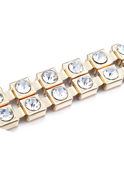 Kadınlar Için Şık Bel Kemeri Moda Çift Sıra Rhinestone Zincir Kemeri (Yurt Dışından)