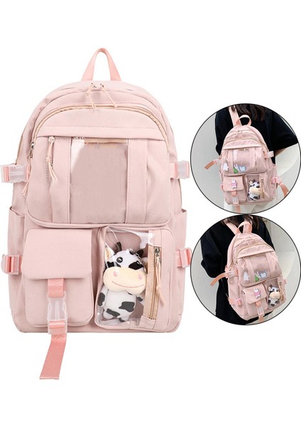 Yan Cepli Sevimli Sırt Çantası Okul Çantası Seyahat Kadın Dizüstü Bilgisayar Gündelik Hediye Pembe Seyahat (Yurt Dışından) fiyatları