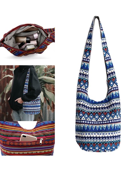 Hobo Sling Çanta Çantalar Messenger Crossbody Omuz Çantası Cep Makrome Çanta Mavi (Yurt Dışından) modelleri