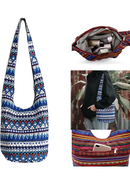 Hobo Sling Çanta Çantalar Messenger Crossbody Omuz Çantası Cep Makrome Çanta Mavi (Yurt Dışından) fırsatları