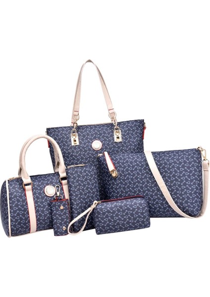 6 Adet Çanta Seti Üst Kolu Tote Crossbody Çanta Omuz Çantaları Bayan Koyu Mavi Için Set (Yurt Dışından) modelleri