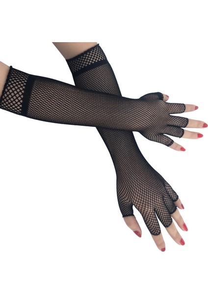 Punk Fishnet Yarım Parmak Eldiven Dans Kostüm Gotik Bayanlar Aksesuar Mesh (Yurt Dışından)